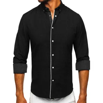 Pánská košile Černá pánská elegantní košile s dlouhým rukávem Bolf 17724 - S