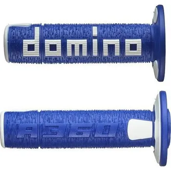 Soustava řízení Rukojeti, gripy A360 (offroad) délka 120 mm, DOMINO (modro-bílé)