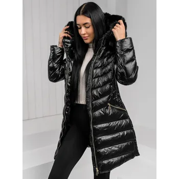 Černá dámská prodloužená prošívaná zimní bunda s kapucí kabát Bolf 5M3162A1 - L