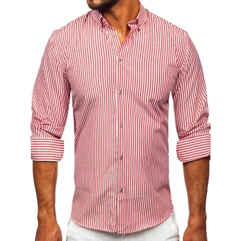 Pánská košile Korálová pánská pruhovaná košile s dlouhým rukávem Bolf 22731 - 2XL