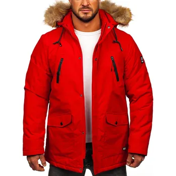Pánský kabát Červená pánská zimní bunda parka alaska Bolf WX032A - L