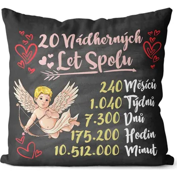 Dekorativní polštářek Polštář 40 x 40 cm - Nádherných let spolu - 20 let