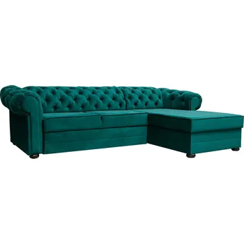 Sedací souprava VALÉRIE Levá- (Valentino) sedací souprava tmavě zelená Monolith 37 / nohy tmavý ořech(FE) kolekce - "E" (K250-E)