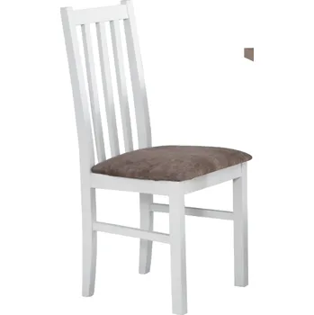 Jídelní židle BOSANOVA 10 (BOSS 10)- jídelní židle Bílá/ nová látka hnědá č. 25B=Dora 22 - kolekce "DRE" (K150-Z)