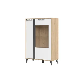 Komoda MOLLY 15 (MOET 15) - KOMODA dvoudvířková 2D, lamino, ořech americký/bílá/grafitová MDF (2 balíky) (SZ) (K150)