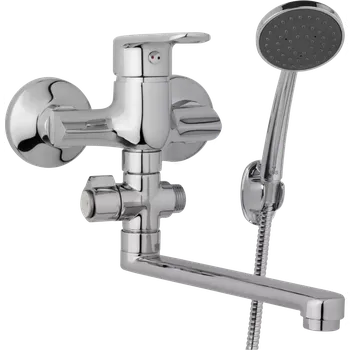 Vodovodní baterie JB Sanitary Nástěnná umyvadlová a sprchová baterie FINERY, rozteč 100 mm, otočný přepínač, s příslušenstvím, ramínko 300 mm F10 32 11