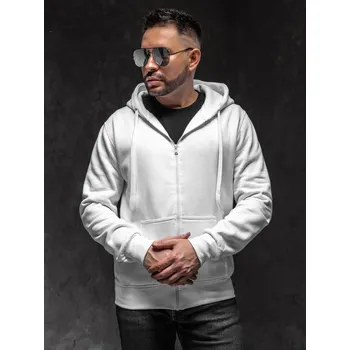 Pánská mikina Bílá pánská mikina na zip s kapucí Bolf 2008A1 - 2XL