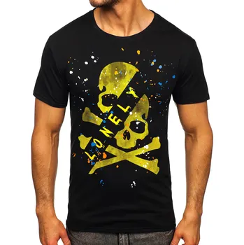 Pánská móda Černé pánské tričko s potiskem Bolf Y70008 - 2XL