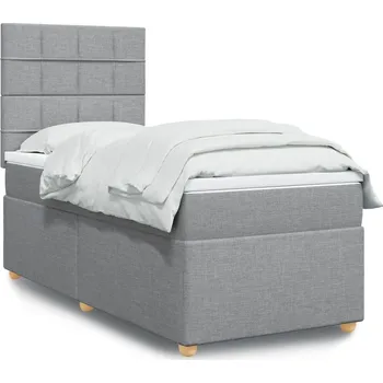 Postel vidaXL Box spring postel s matrací 100 x 200 cm textil [3291197] Barva: světle šedá