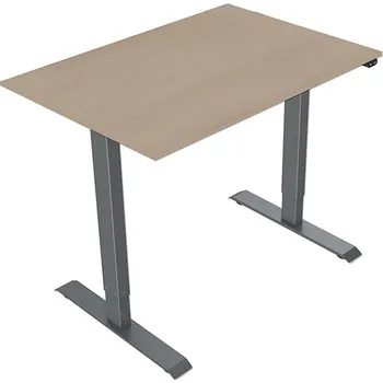 Psací stůl Pracovní stůl ULTRADESK šedý / javor, 140x75 cm, 71-121 cm, elektricky nastavitelná výška