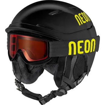 NEON KIT ALPHA SKI HELMET BLACK YELLOW + FROST SKI GOGGLES Velikost helem: 48-52/XS