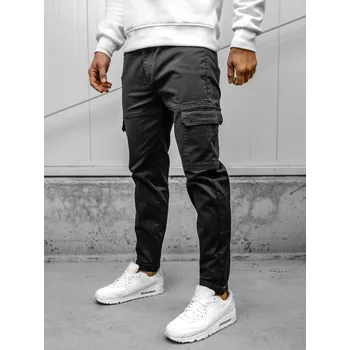 Pánské kalhoty Černé pánské textilní jogger kapsáče Bolf S201A - 31/M