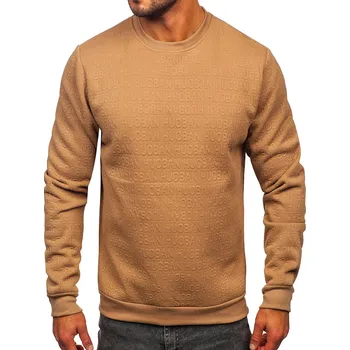 Pánská mikina Béžová pánská mikina s potiskem a bez kapuce Bolf LJ0599 - XL