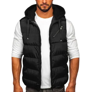 Černá pánská prošívaná silná vesta s kapucí Bolf 7126 - S