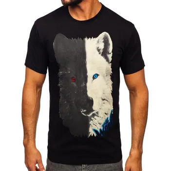 Oblečení a móda Černé pánské bavlněné tričko s potiskem Bolf 14800 - XL