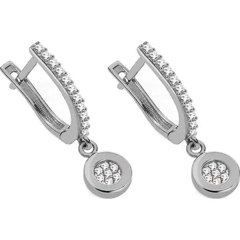 Náušnice Náušnice se zirkony a visícím kroužkem Violet IZ22056A + dárkové balení LUXUS zdarma