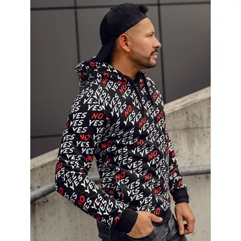 Pánská mikina Černá pánská mikina s kapucí a potiskem Bolf 141013A - 2XL