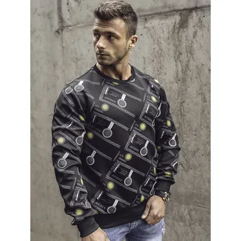 Pánská mikina Černá pánská mikina bez kapuce s potiskem Bolf 8B1110A - M