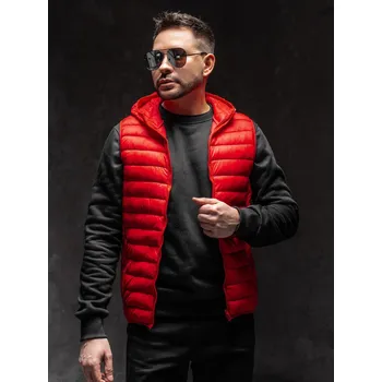 Pánská vesta Červená pánská prošíváná vesta s kapucí Bolf LY36A1 - XL