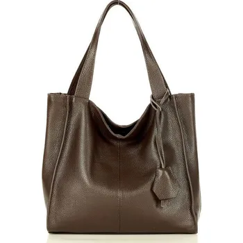 Kabelka MAZZINI Tmavě hnědá dámská kožená shopper kabelka (s139L) Velikost: ONE SIZE