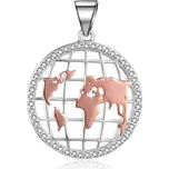 MOISS Stříbrný bicolor přívěsek se zirkony Mapa světa P0001413 + 2 měsíce na vrácení zboží