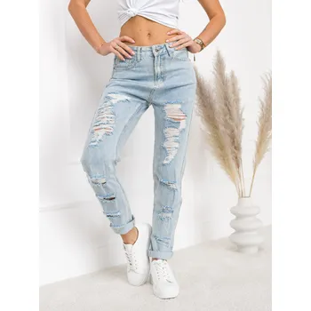 Dámské kalhoty Modré dámské džíny Mom Fit Bolf L-3011 - S