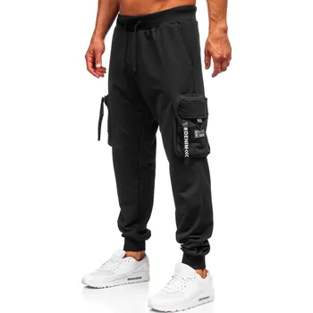 Pánské kalhoty Černé pánské jogger teplákové kapsáčé Bolf K20 - 2XL