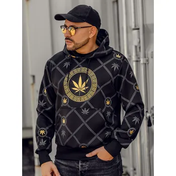 Pánská mikina Černá pánská mikina s kapucí a potiskem Bolf HM630 - 2XL