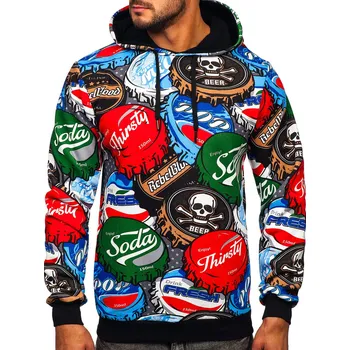 Pánská mikina Barevná pánská mikina s kapucí a potiskem Bolf 141031 - XL