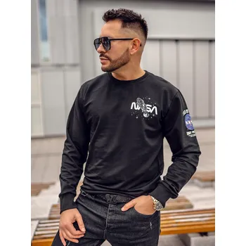 Pánská mikina Černá pánská mikina bez kapuce s potiskem Bolf 6476A - 2XL