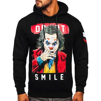 Pánská mikina Černá pánská mikina s kapucí a potiskem Bolf 6384 - S