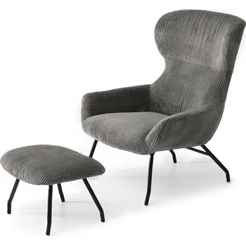 Křeslo MPT Křeslo ušák s podnožkou Conor - šedý