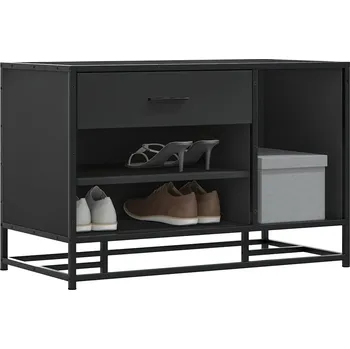 vidaXL Lavice s botníkem 80x40x53,5 cm kompozit a kovu [849224] Barva: Černá