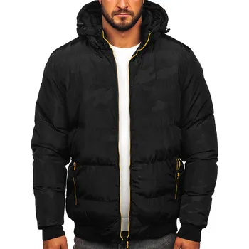 Pánský kabát Černá pánská prošívaná zimní bunda Bolf 7270 - 2XL