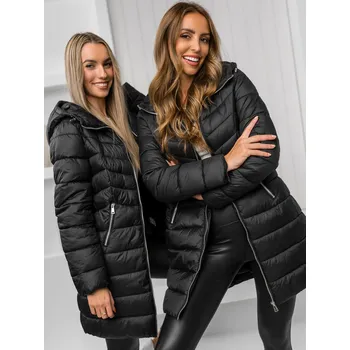 Černá dámská prodloužená prošívaná zimní bunda s kapucí kabát Bolf 11Z8083A - S