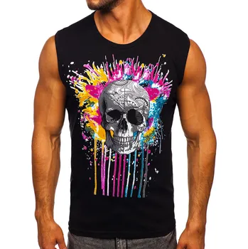 Pánské tílko Černé pánské tílko s potiskem tank top Bolf 14805 - XL