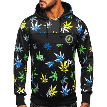 Pánská mikina Černá pánská mikina s kapucí a potiskem Bolf HM517 - 2XL