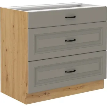 Kuchyňská skříňka Stolarz-Lempert Kuchyňská skříňka Stilo ClayGRAR - dolní 80 D 3S šuplíková, Clay Grey + Artisan