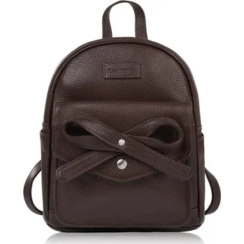 Kabelka Paolo Peruzzi Dámský městský kožený batoh s mašlí Paolo Peruzzi; hnědá SKL