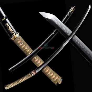 Replika zbraně katana Midori Tsunami T-10 Carbon Steel, Real Choji Midare Hamon, Yokote