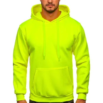 Pánská mikina Žluto-fosforová pánská mikina s kapucí anorak Bolf B1004 - S