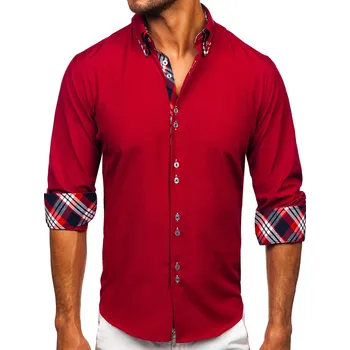 Pánská košile BOLF 4704 bordová - L