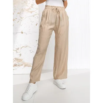 Dámské oblečení Béžové dámské šíroké textilní kalhoty Bolf W7970 - M