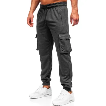Pánské kalhoty Antracitové pánské jogger teplákové kapsáčé Bolf JX6360 - L
