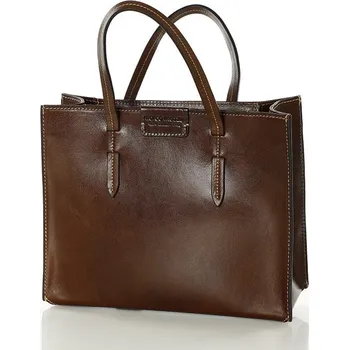 Kabelka Marco Mazzini Menší premiová kabelka kufřík z pravé kůže MAZZINI; čokoládově hnědá