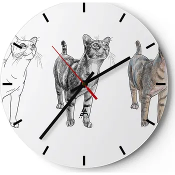 Hodiny Nástěnné hodiny do kuchyně 30x30 Zvířata Skleněné hodiny do obýváku Tiché