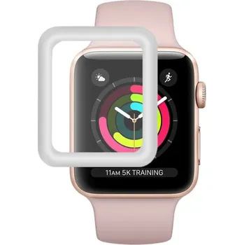 Tvrzené 3D sklo s kovovým rámečkem pro Apple Watch 38mm - stříbrné