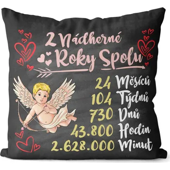 Dekorativní polštářek Polštář 40 x 40 cm - Nádherných let spolu - 2 roky