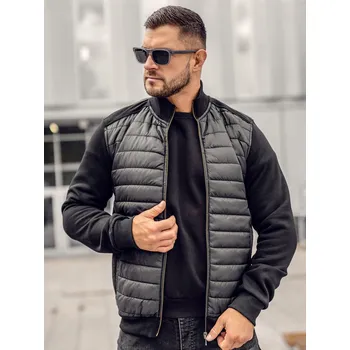 Pánská bunda Černá pánská porošívaná přechodová bunda bomber Bolf 146307A - L