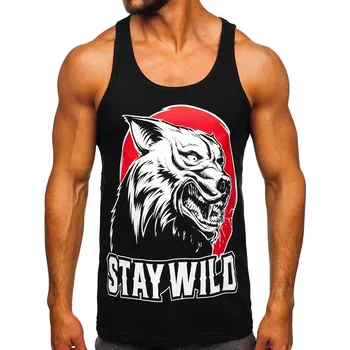 Oblečení a móda Černé pánské tílko s potiskem tank top Bolf 143029 - M